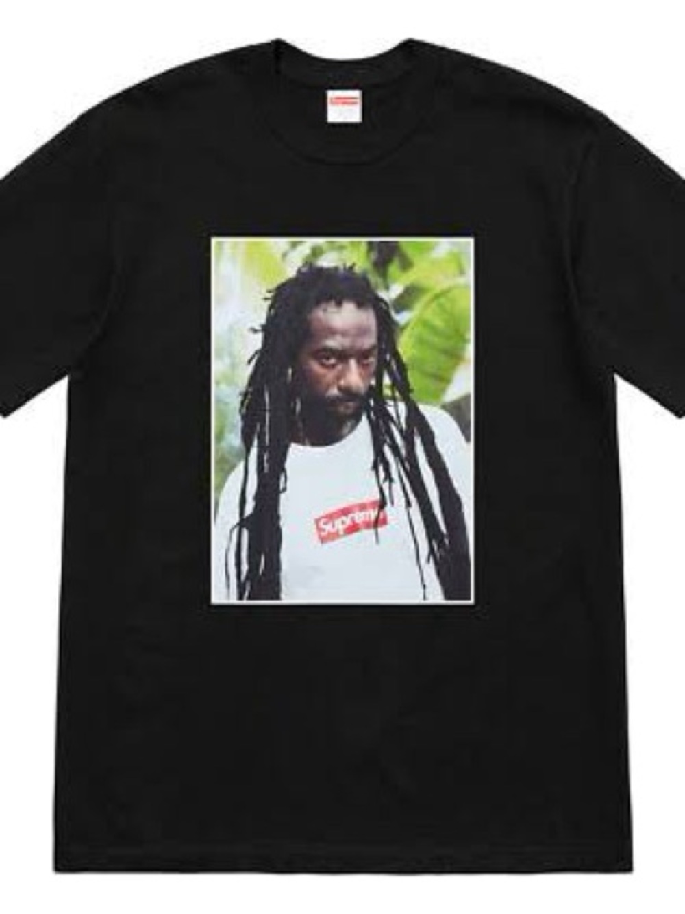Supreme Buju Banton Black Tee with Center Photo Graphic